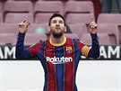 Lionel Messi (Barcelona) slaví gól proti Cádizu.