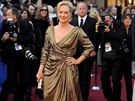 Meryl Streepová v nabírané rób, kterou oblékla roku 2012.