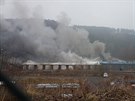 Poár tovární haly v Chrastav (26. února 2021)