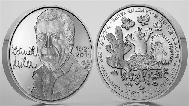 Pražská mincovna vydala minci s Krtkem a jeho autorem Zdeňkem Milerem. Dva kusy ve zlatě a limitovanou sérii s tisícem stříbrných