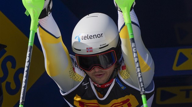 Sebastian Foss-Solevaag na startu slalomu na MS v Cortině d'Ampezzo.