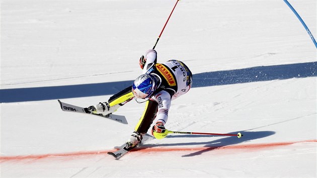 Alexis Pinturault v cíli slalomu na MS v Cortině d'Ampezzo.