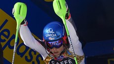Petra Vlhová na startu slalomu na MS v Cortině d'Ampezzo.