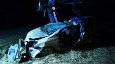Na Berounsku havaroval idi s autem do stromu, nehodu nepeil (24.2.2021)