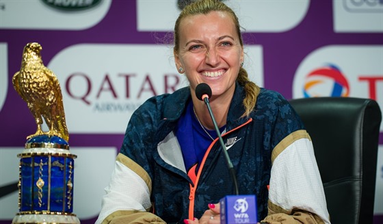 Petra Kvitová hýřila po vítězném finále v Dauhá dobrou náladou.