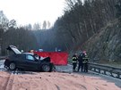 Na silnici 1/3 u Votic se srazil kamion s osobnm autem. (1.3.2021)