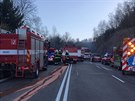 Na silnici 1/3 u Votic se srazil kamion s osobnm autem. (1.3.2021)