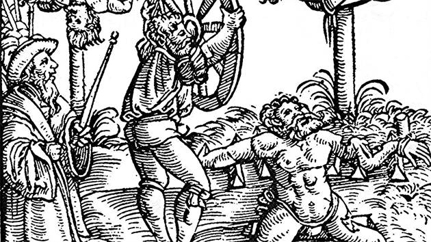 Obraz z roku 1586 se nám nesnaží namluvit, že ztvárňuje popravu údajného Genipperteingy. Zachycuje však, jak takový trest smrti vypadal.