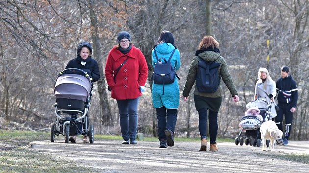 Prvn vkend novho lockdownu na jin Morav pinesl slunen jarn poas, kter to zlkalo ven vletnky. Napklad k Brnnsk pehrad. (6.3.2021)