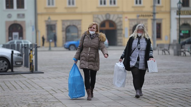 Plzesk nmst Republiky v prvn den lockdownu. (1. 3. 2021)