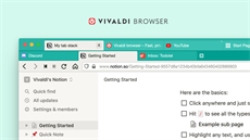Dva panely ve Vivaldi browseru