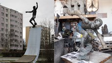 Sochy skateboardist� z Ku�imi a z pra�ské Folimanky