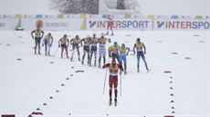 Momentka ze závodu ve tafet na mistrovství svta v Oberstdorfu.