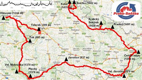 Mapa cykloletu Praha - Snka okolo eska