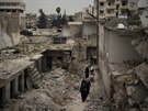 Rozbombardované ulice syrského Idlíbu (12. bezna 2020)