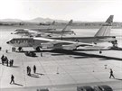 Plocha AFB Castle v Kalifornii 16. ledna 1957 v den návratu tech B-52G z letu...