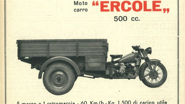 Reklama na užitkovou tříkolku Moto Guzzi Ercole (Herkules)