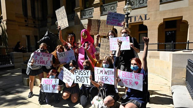 Protesty proti sexulnmu nsil v Austrlii. (15. bezna 2021)
