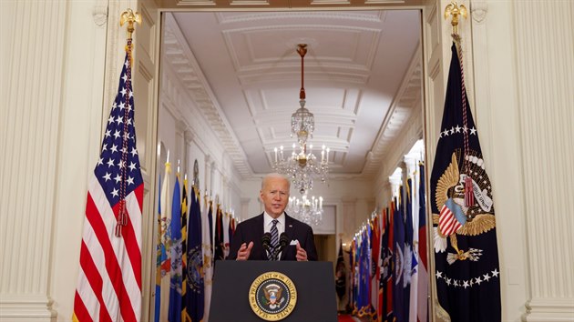 Prezident USA Joe Biden pi prvnm projevu k nrodu. (12. bezna 2021)