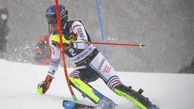 Clément Noël ve slalomu v Kranjské Goře.