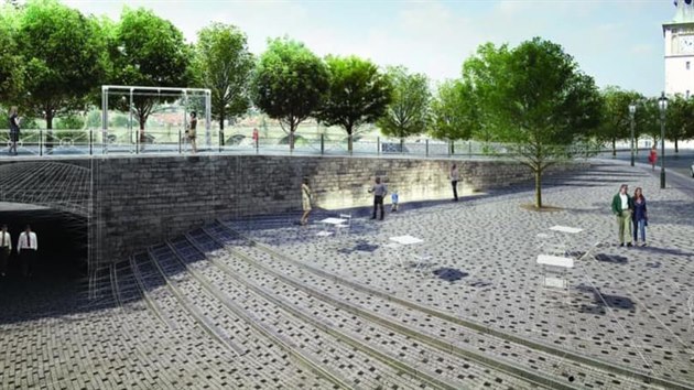 Praha 1 plánuje přeměnit parčík se starým javorem na vydlážděné prostranství se...
