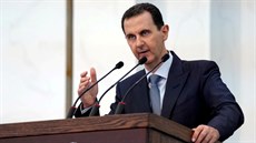 Syrský prezident Bašár Asad řeční v parlamentu. (12. srpna 2020)