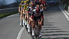 Tým UAE Emirates táhne peloton bhem tvrté etapy Tirrena-Adriatica.