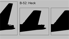 Konstrukní promna vertikálního stabilizátoru a zadní ásti B-52. Vlevo zá...