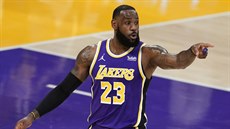 LeBron James z LA Lakers ídí spoluhráe v zápase s Charlotte Hornets. Proti...
