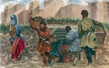 Podkopávání hradeb bylo v roce 256 zásadní souástí obléhání msta Dura Európos...