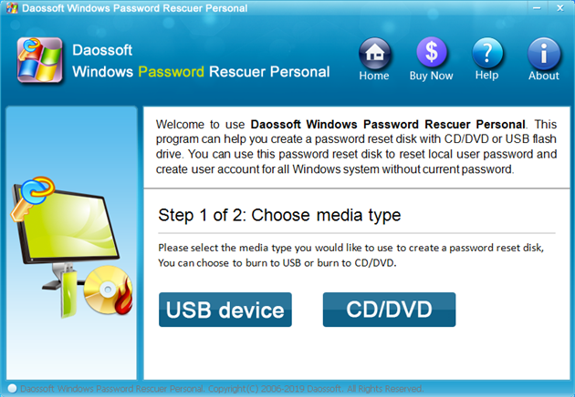 Program Windows Password Rescuer pro reset hesla