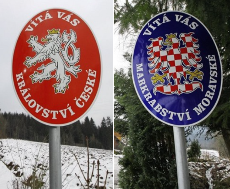 Historické zna�ky, které upozor�ují na zemské hranice.