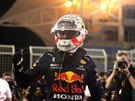 Radost Maxe Verstappena z Red Bullu po vítzství v kvalifikaci na Velkou cenu...