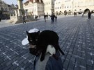 K namalovaným kím na památku obtí koronaviru na Staromstském námstí v...
