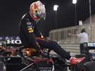 Max Verstappen z Red Bullu po vítzné kvalifikaci na Velkou cenu Bahrajnu F1.