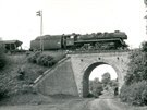Lokomotiva 556.0344 v ele nákladního vlaku v Semonicích, 23. 6. 1980