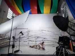 Záb�r z focení plakátu ke kampani Jatek78 a Cirku La Putyka týkající se provozu...