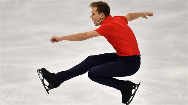 Michal Březina při krátkém programu na mistrovství světa ve Stockholmu.