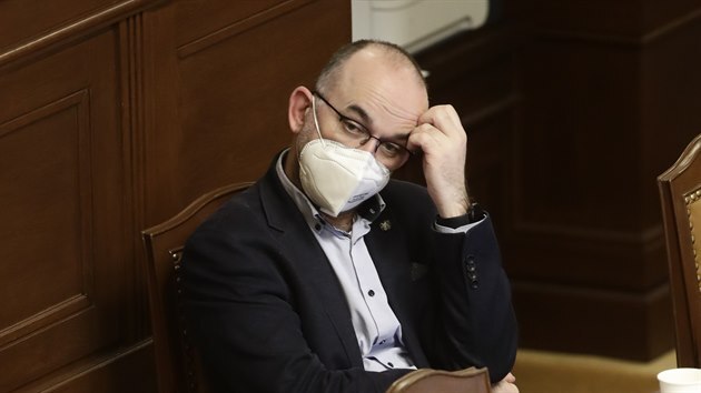 Ministr zdravotnictv Jan Blatn. Poslaneck snmovna Praha. (26.brezna 2021)