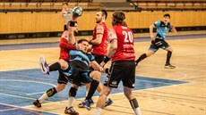 Momentka z extraligového utkání házenká�� mezi Plzní a Ji�ínem.