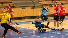 Momentka z extraligového utkání házenká�� mezi Plzní a Ji�ínem.