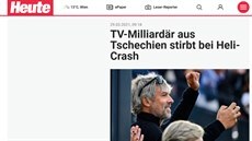 Televizní miliardá z eska zahynul pi havárii vrtulníku, uvádí rakouský deník...