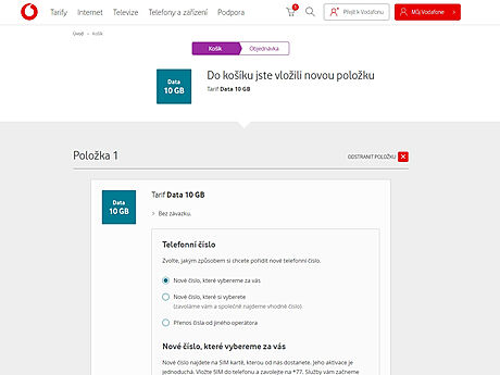 Vodafone opt nabz speciln tarif Data 10 GB uren vhradn pro nov...