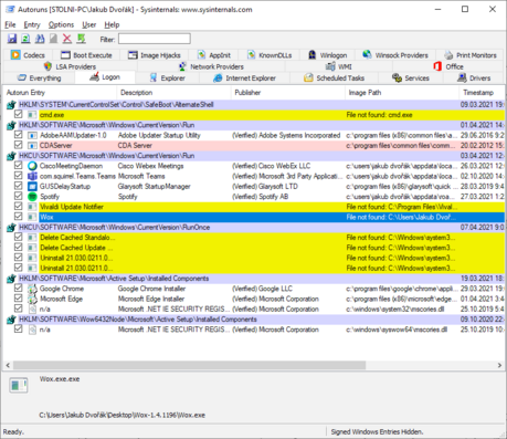 Aplikace Autoruns odhal vechny programy a sousti, kter se spout s PC