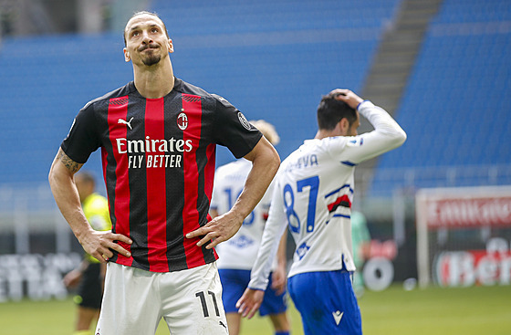 Zlatan Ibrahimovič, útočník AC Milán, v utkání proti Sampdorii