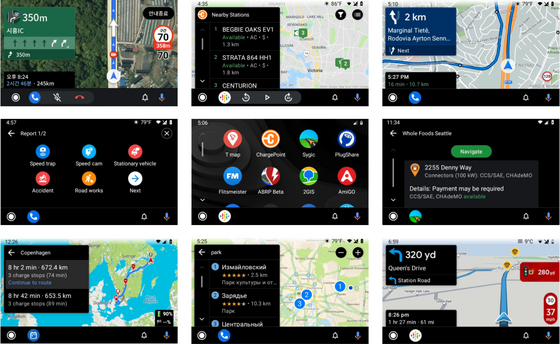 Nové aplikace třetích stran v Android Auto: T map, Chargepoint, Sygic,...
