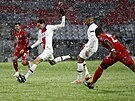 Julian Draxler (PSG) napahuje ke stele v utkání proti Bayernu Mnichov.