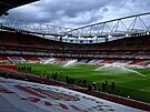 Emirates Stadium v Londýn pipravený na duel Evropské ligy mezi Arsenalem a...