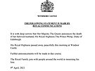 Oznámení Buckinghamského paláce o úmrtí prince Philipa (Londýn, 9. dubna 2021)