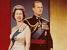 Královna Albta II. a princ Philip na oficiálním portrétu ped královským...